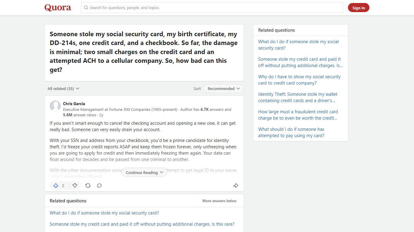 Someone stole my social security card, my birth certificate, my ... - Quora